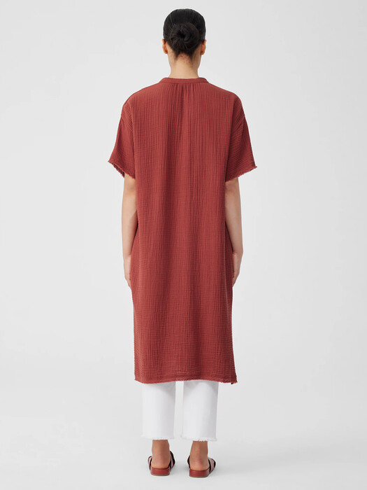 Organic Cotton Gauze Mandarin Collar Dress