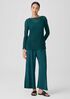 Crinkled Sheer Silk Georgette Bateau Neck Long Top