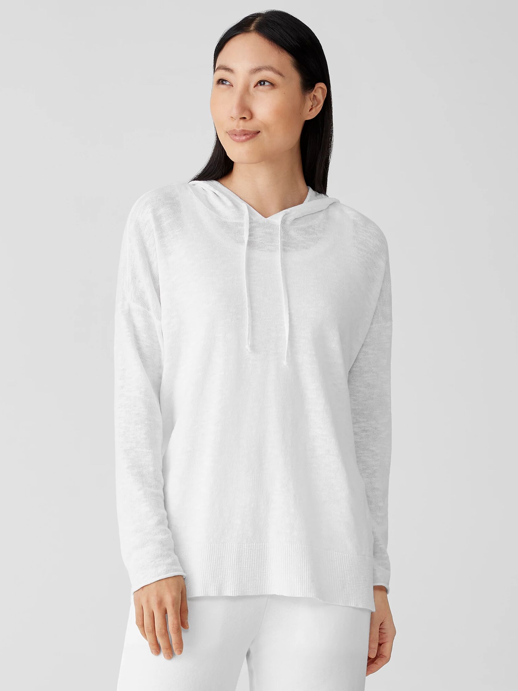 Organic Cotton Linen Slub Hooded Top