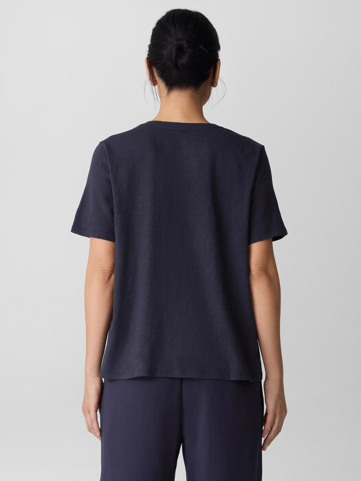Organic Cotton Slubby Jersey V-Neck Tee