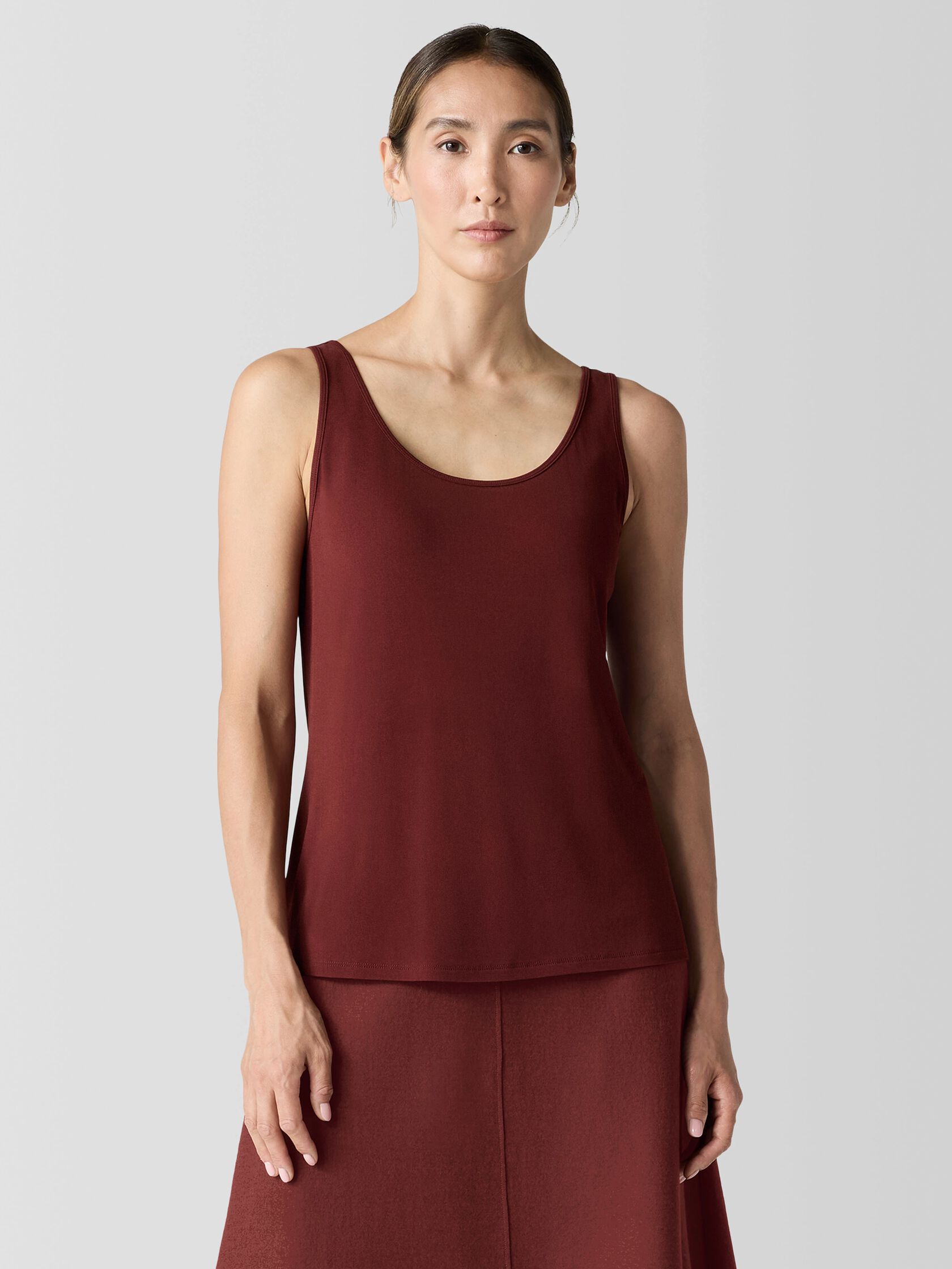 Stretch Silk Jersey Scoop Neck Tank