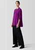 Silk Georgette Crepe Band Collar Shirt