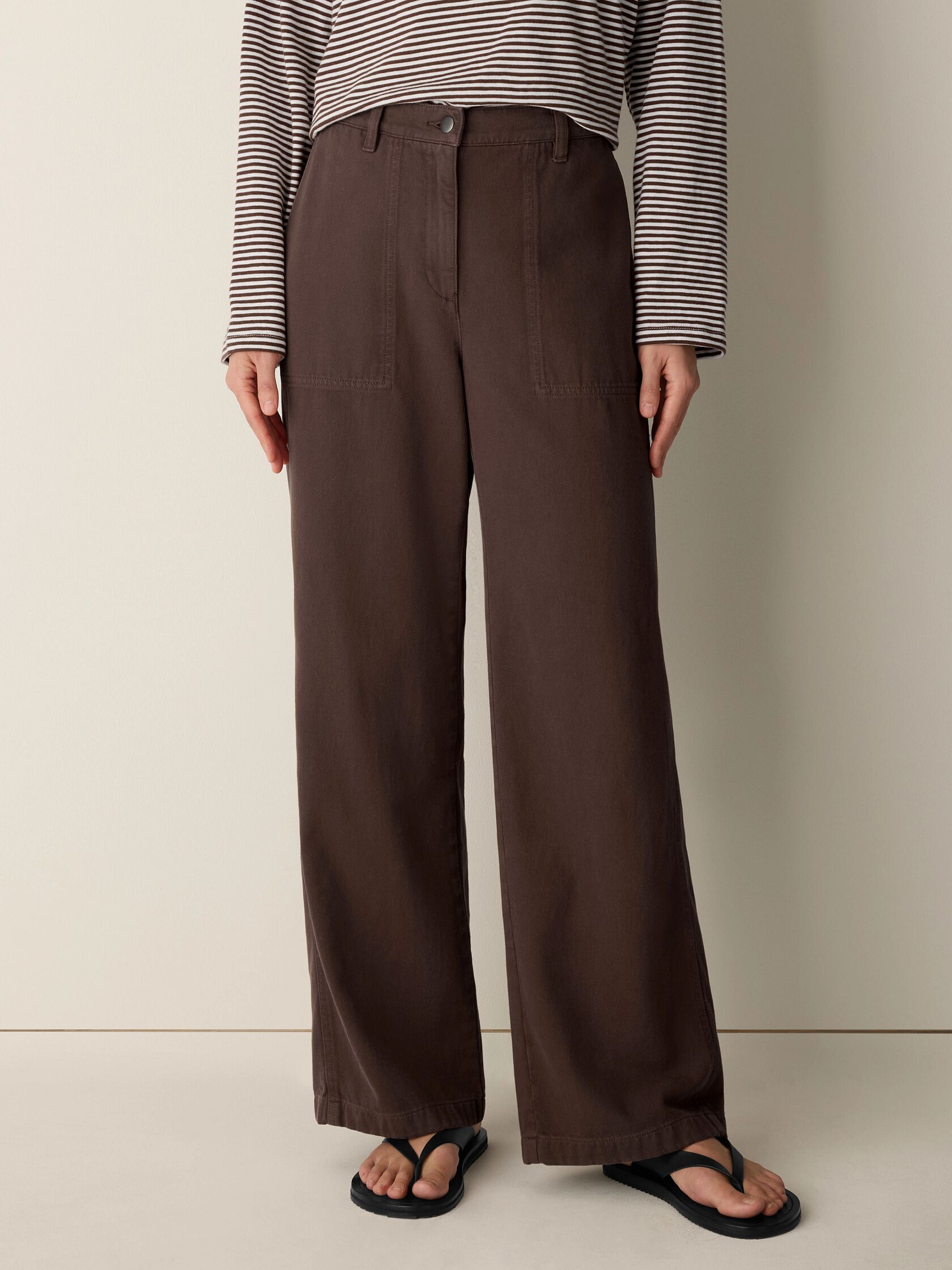 Garment-Dyed Utility Cotton Wide-Leg Pant