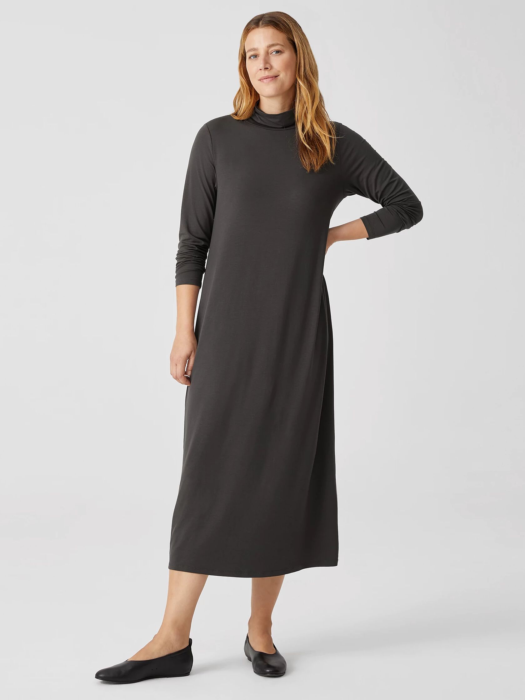 Fine Jersey Scrunch Neck Dress