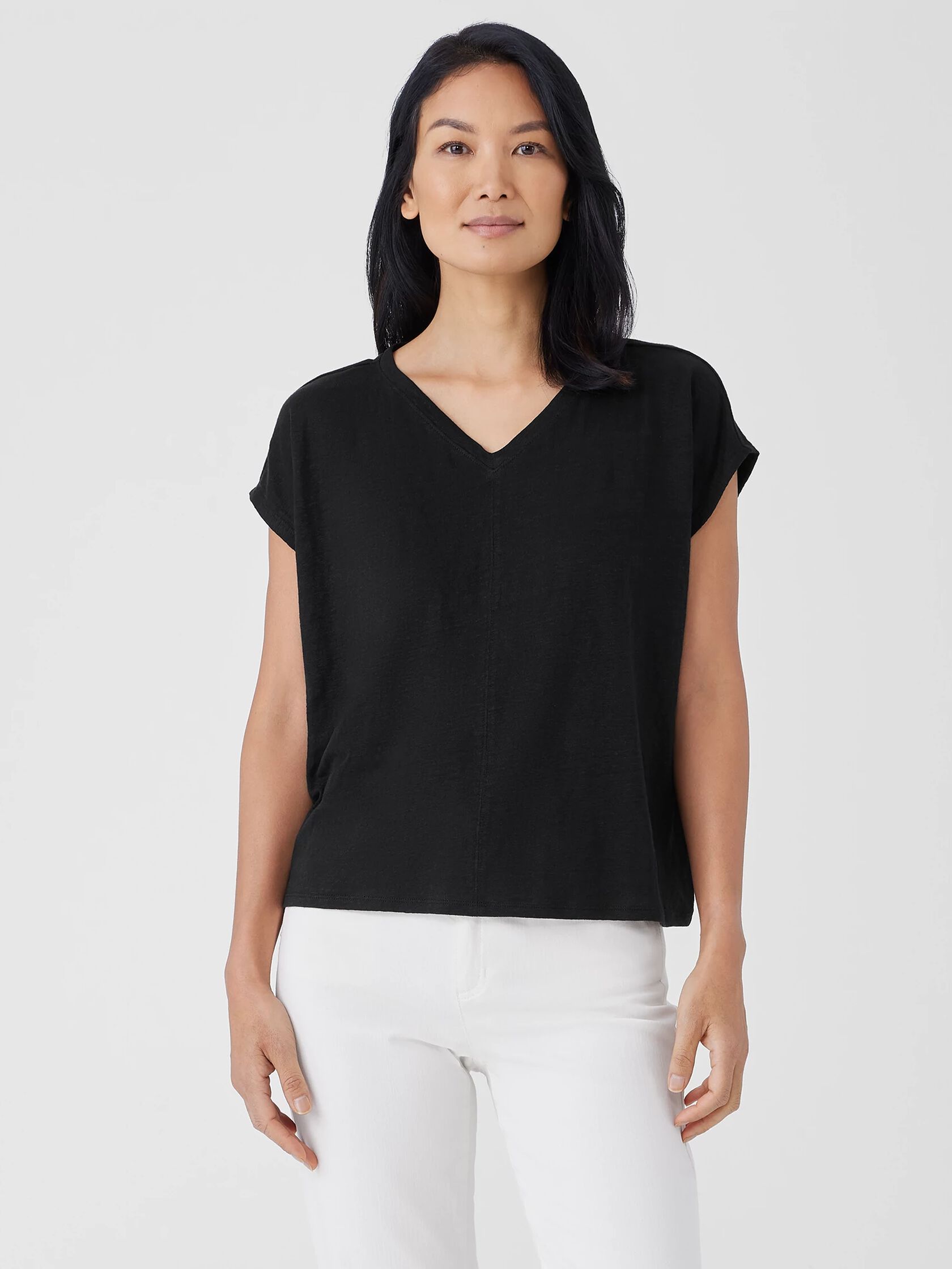 Organic Linen Jersey V-Neck Tee