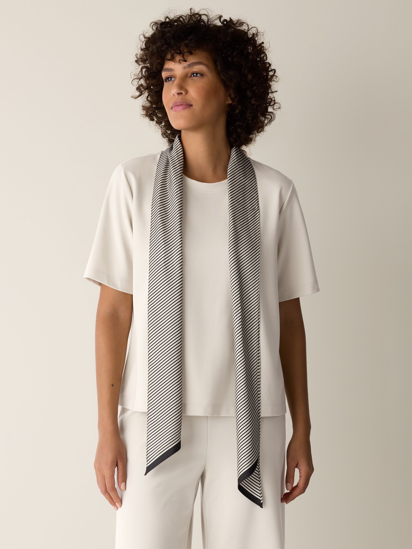 Microstripe Silk Twill Tie Scarf