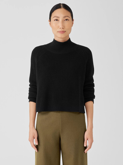 Merino Cropped Turtleneck Top in Regenerative Wool