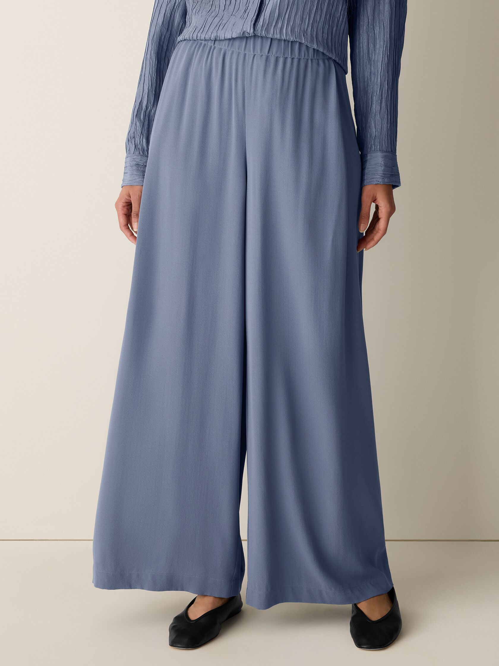 Silk Georgette Crepe Wide-Leg Pant