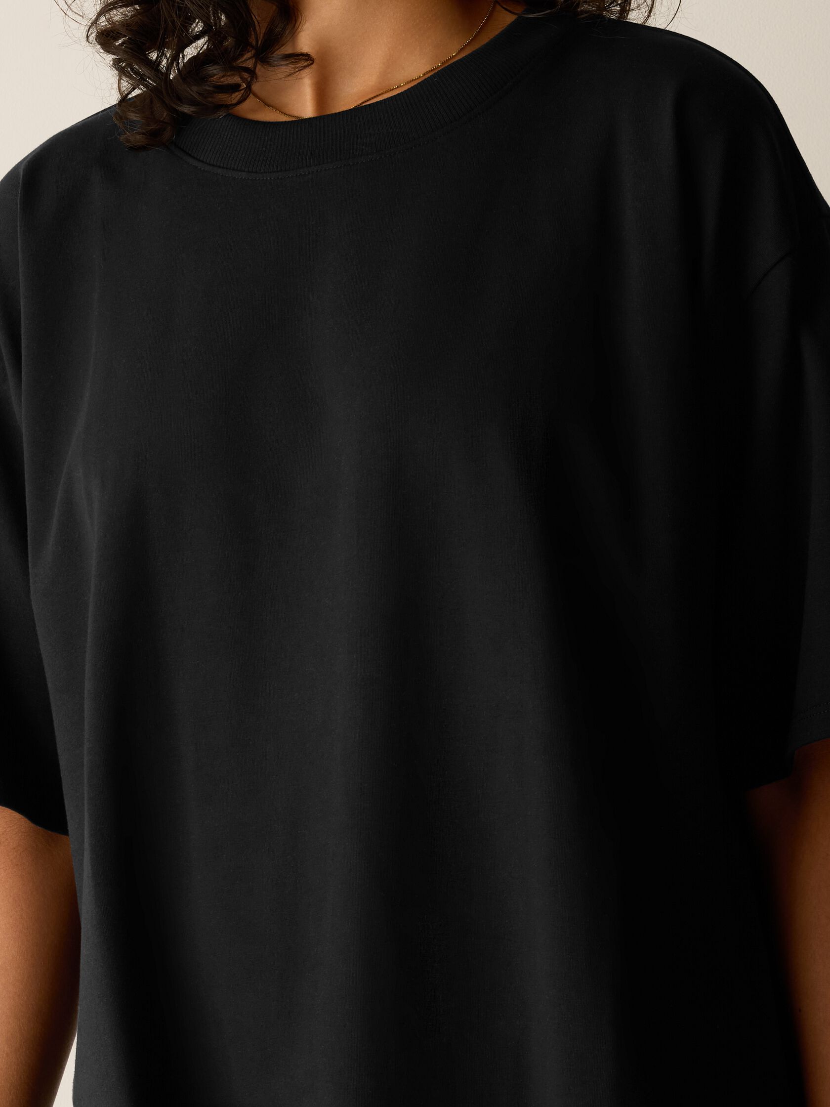 Pima Cotton Stretch Jersey Crew Neck Long Top