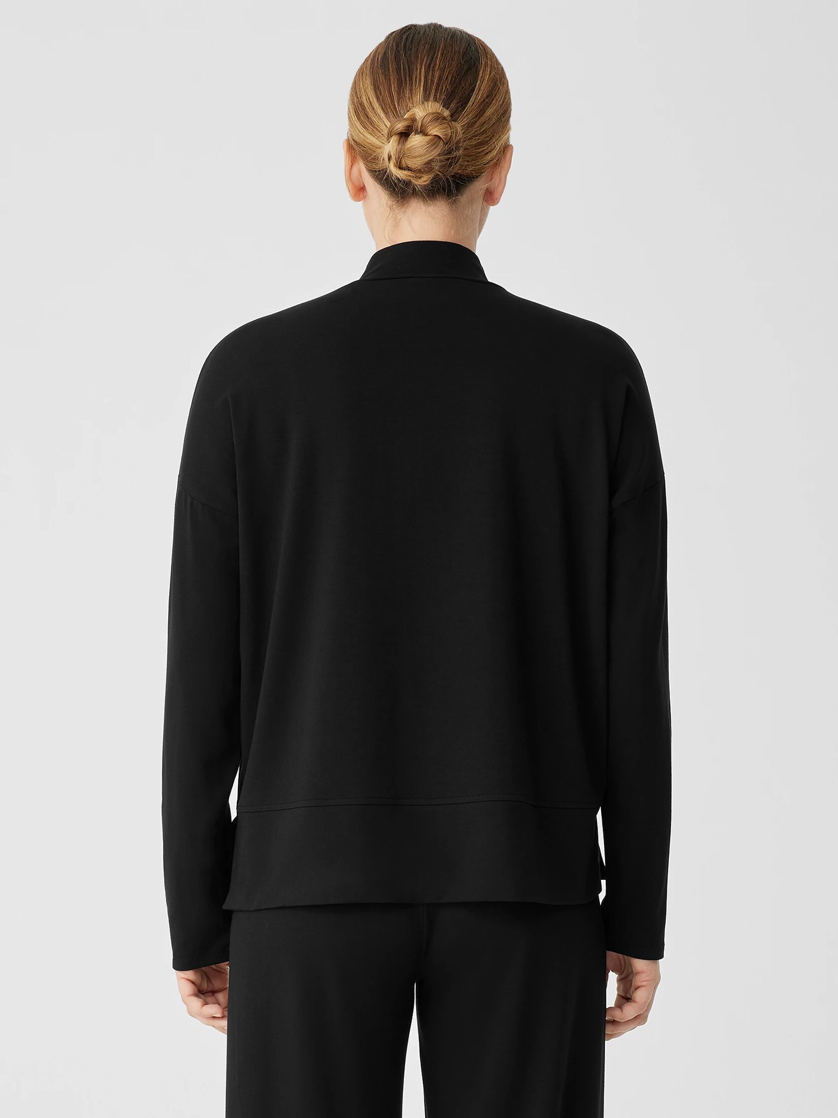 Stretch Jersey Knit Mock Neck Top