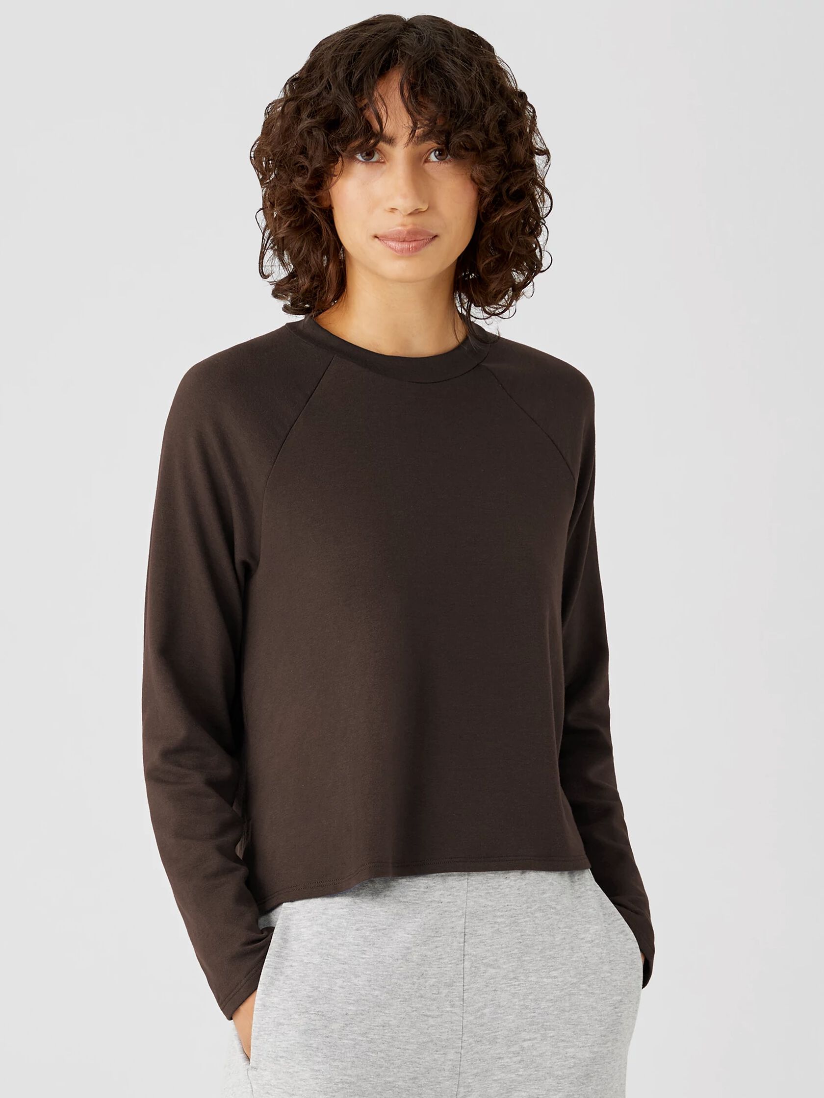 Cozy Brushed Terry Raglan-Sleeve Top