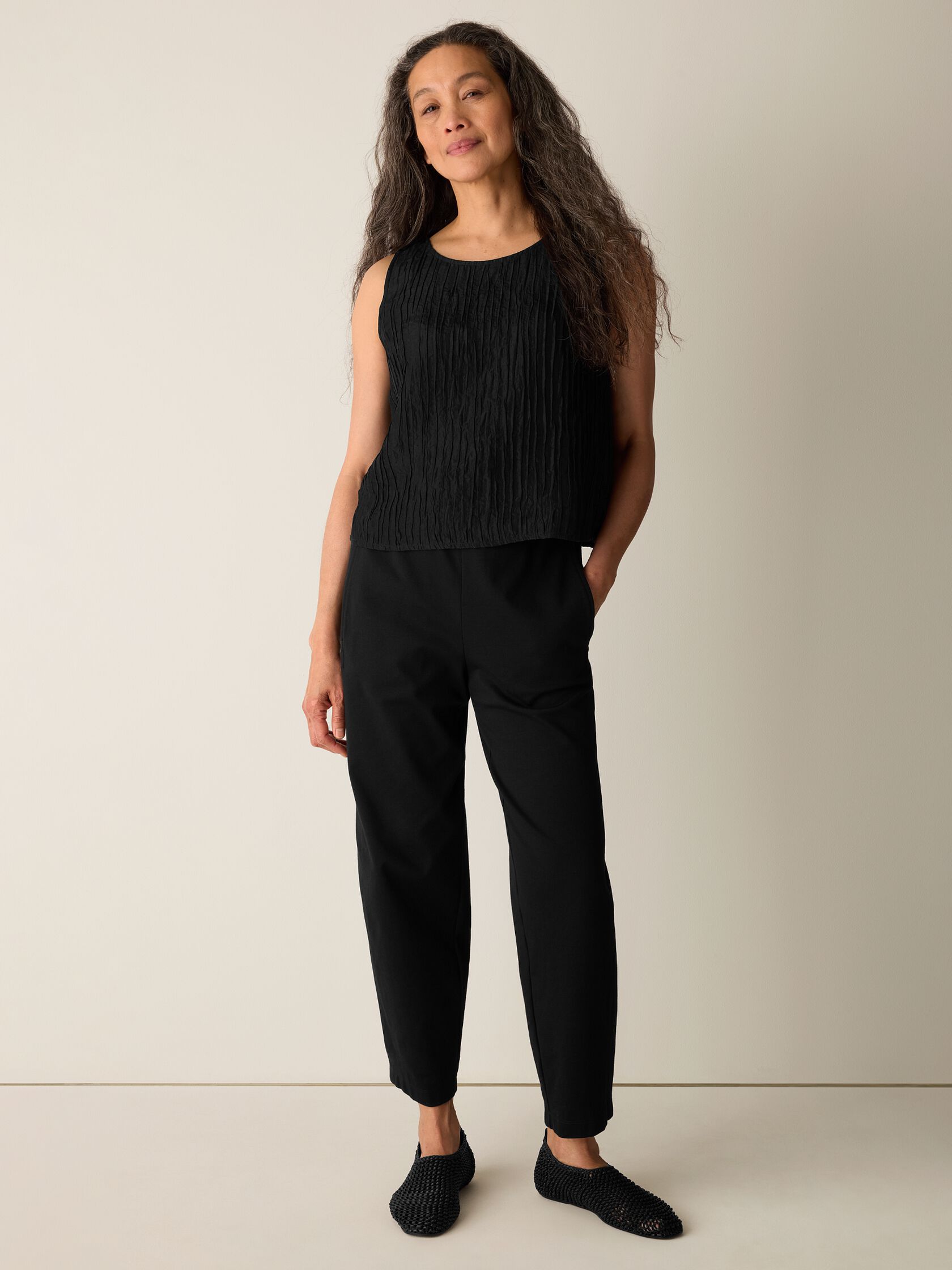 Cotton Blend Ponte Lantern Pant