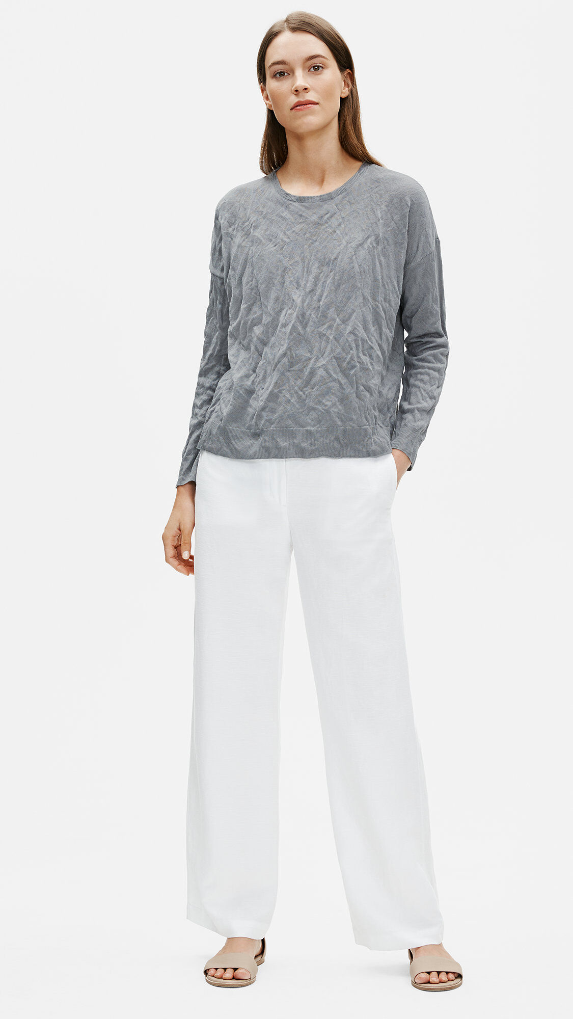 Tencel & Metal Crew Neck Box-Top