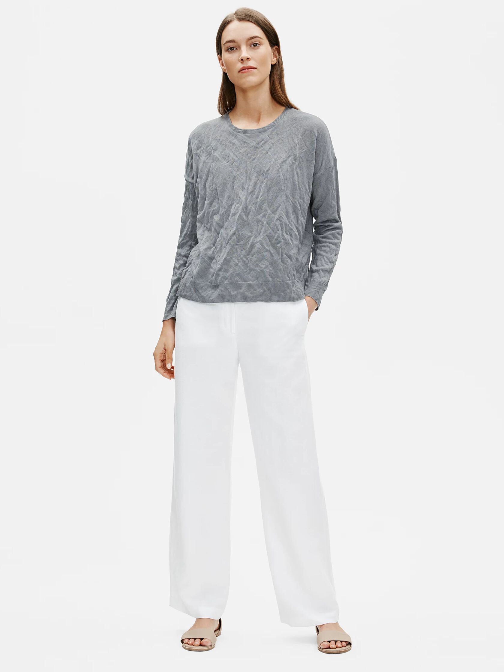 Tencel & Metal Crew Neck Box-Top