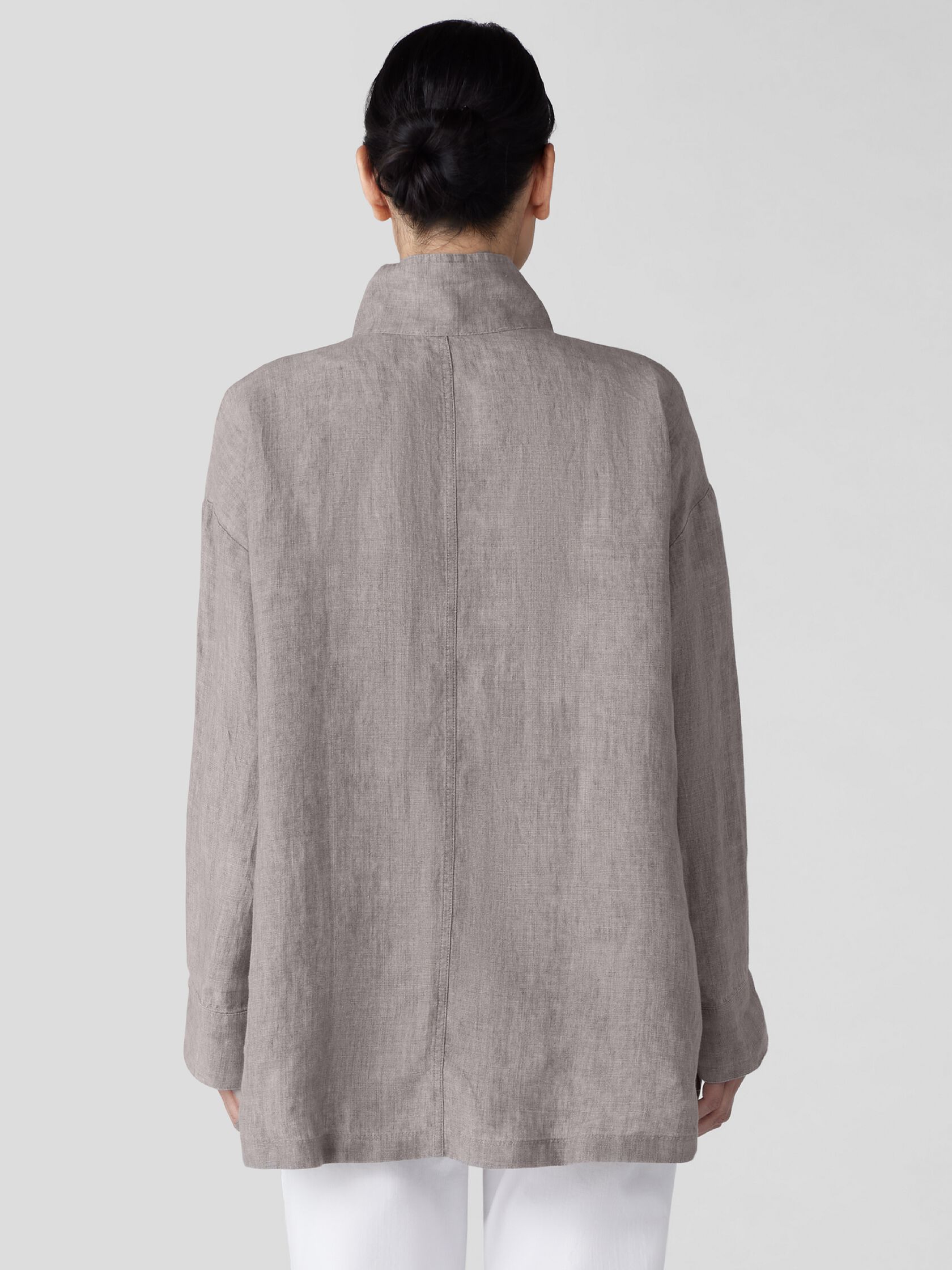 Washed Organic Linen Delave Stand Collar Jacket