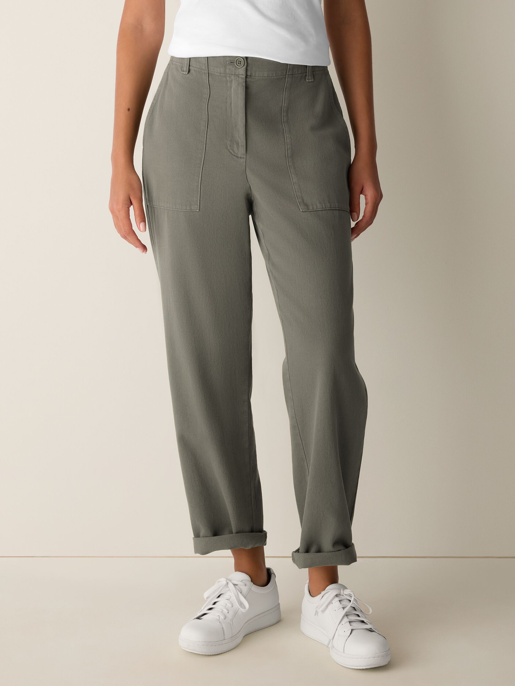 Garment-Dyed Utility Cotton Tapered Pant