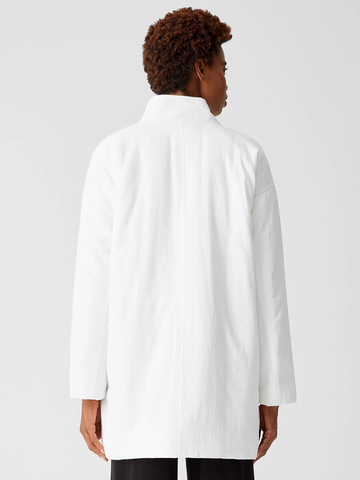 Organic Linen Cotton Crepe Padded Long Coat