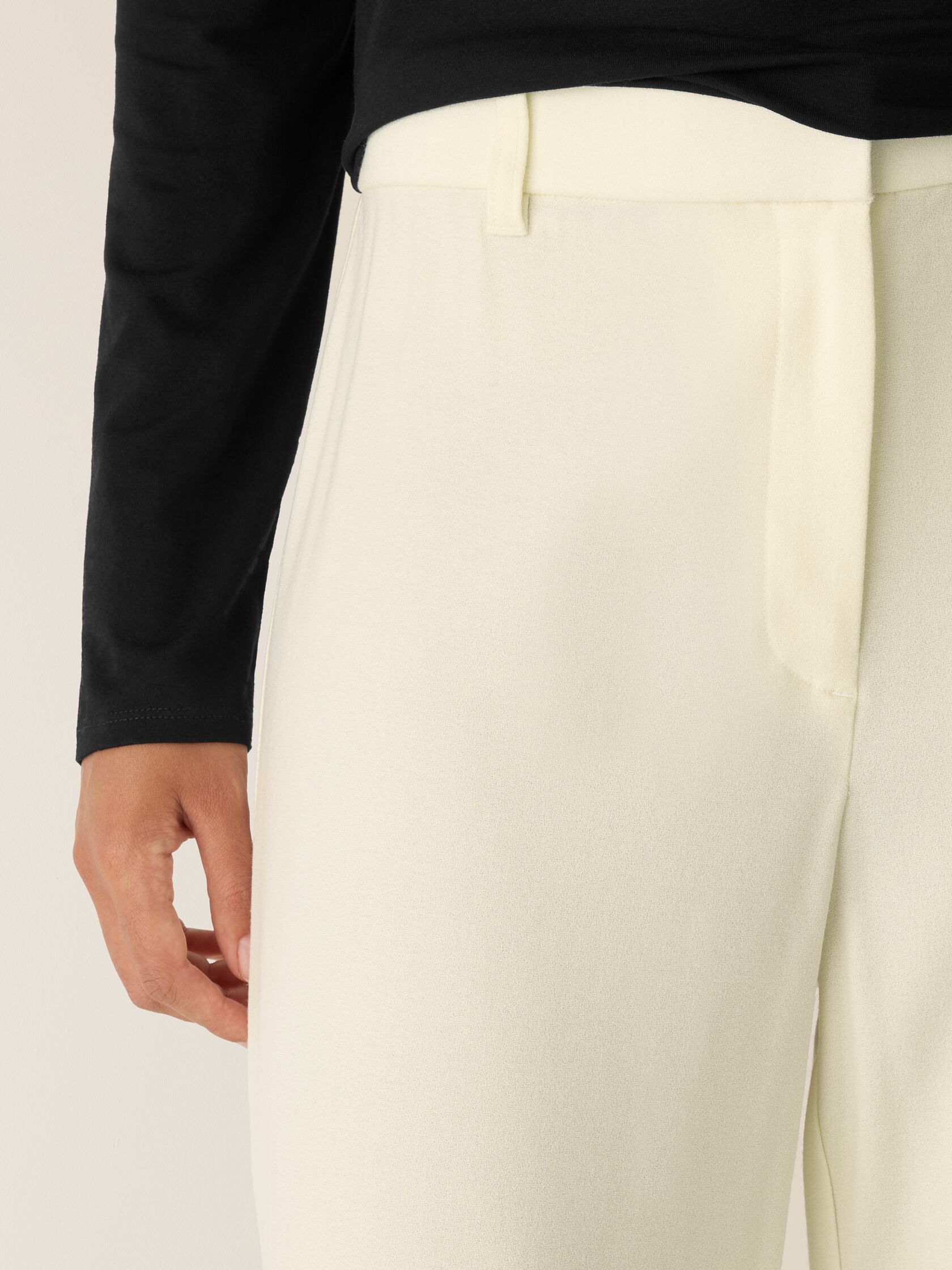 Stretch Wool Crepe Wide-Leg Trouser