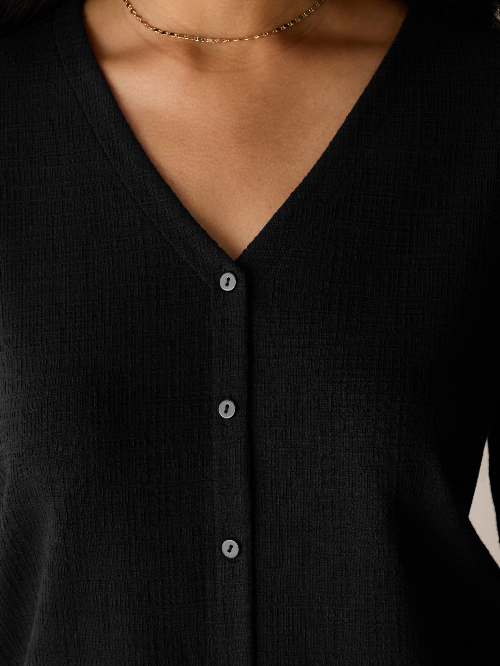 Cross Hatch Stretch Jersey Button-Front Top