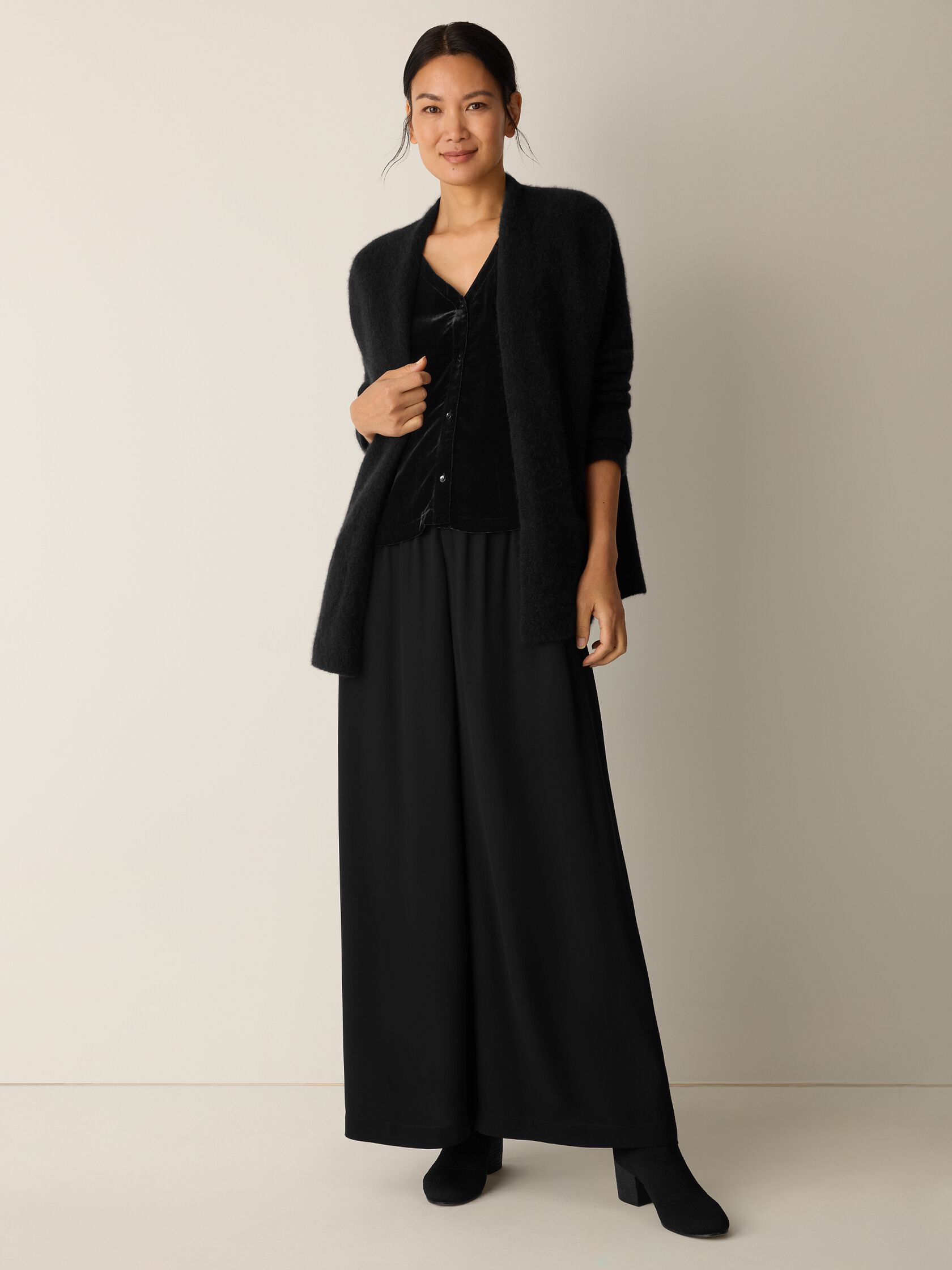 Silk Georgette Crepe Wide-Leg Pant