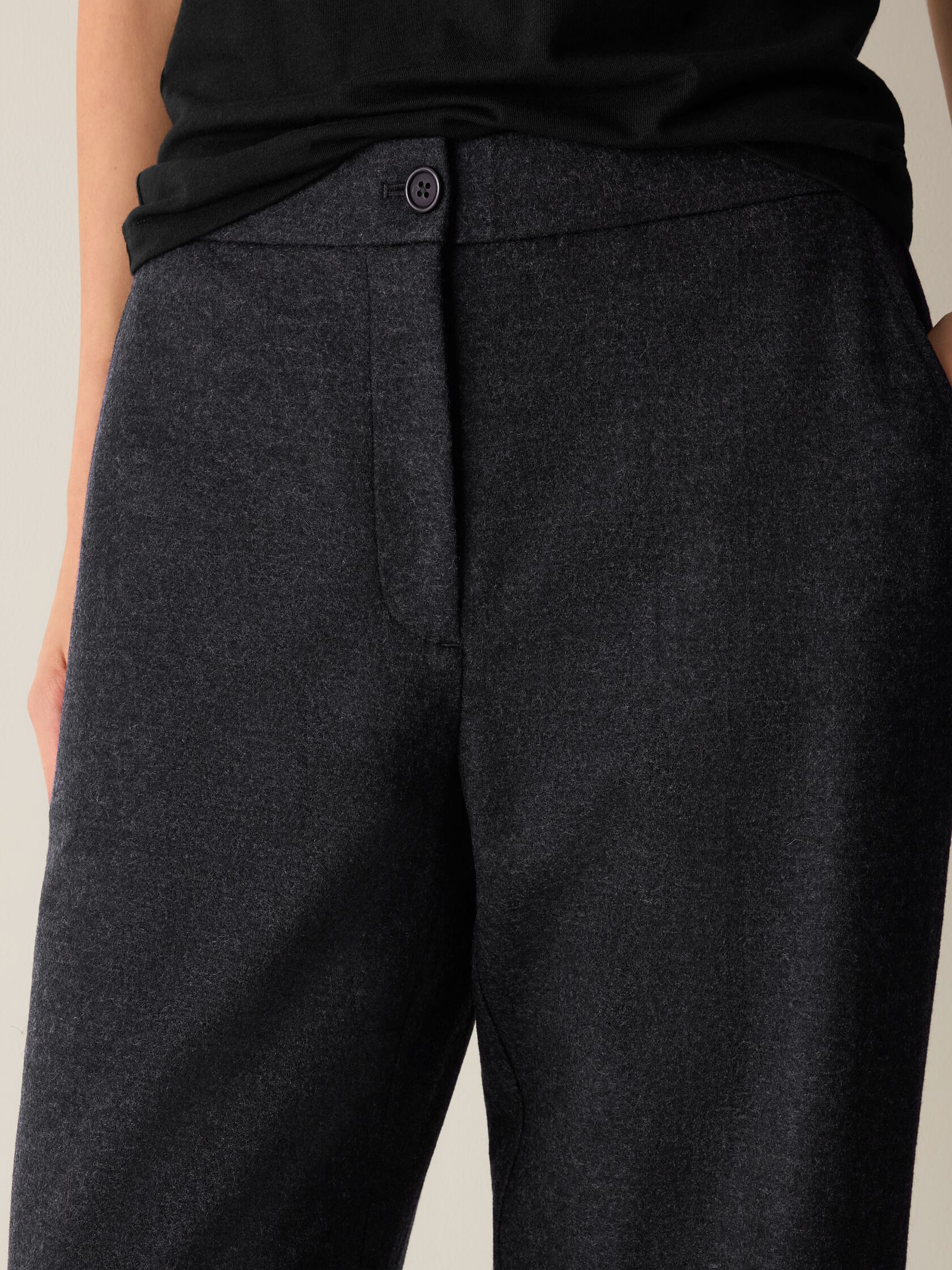 M&eacute;lange Felted Wool Jersey Full-Length Straight Trouser in&nbsp;Regenerative Wool