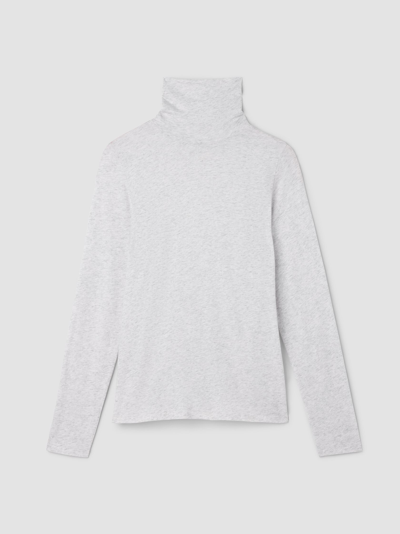 Mélange Sheer Cotton Blend Knit Turtleneck Top