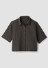 Striped Organic Cotton Twill Elbow-Sleeve Shirt