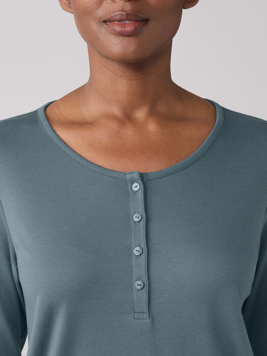 Organic Cotton Interlock Henley Sleep Top