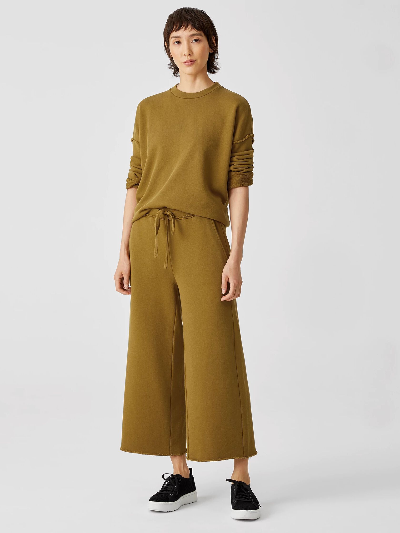 Organic Cotton French Terry Wide-Leg Pant