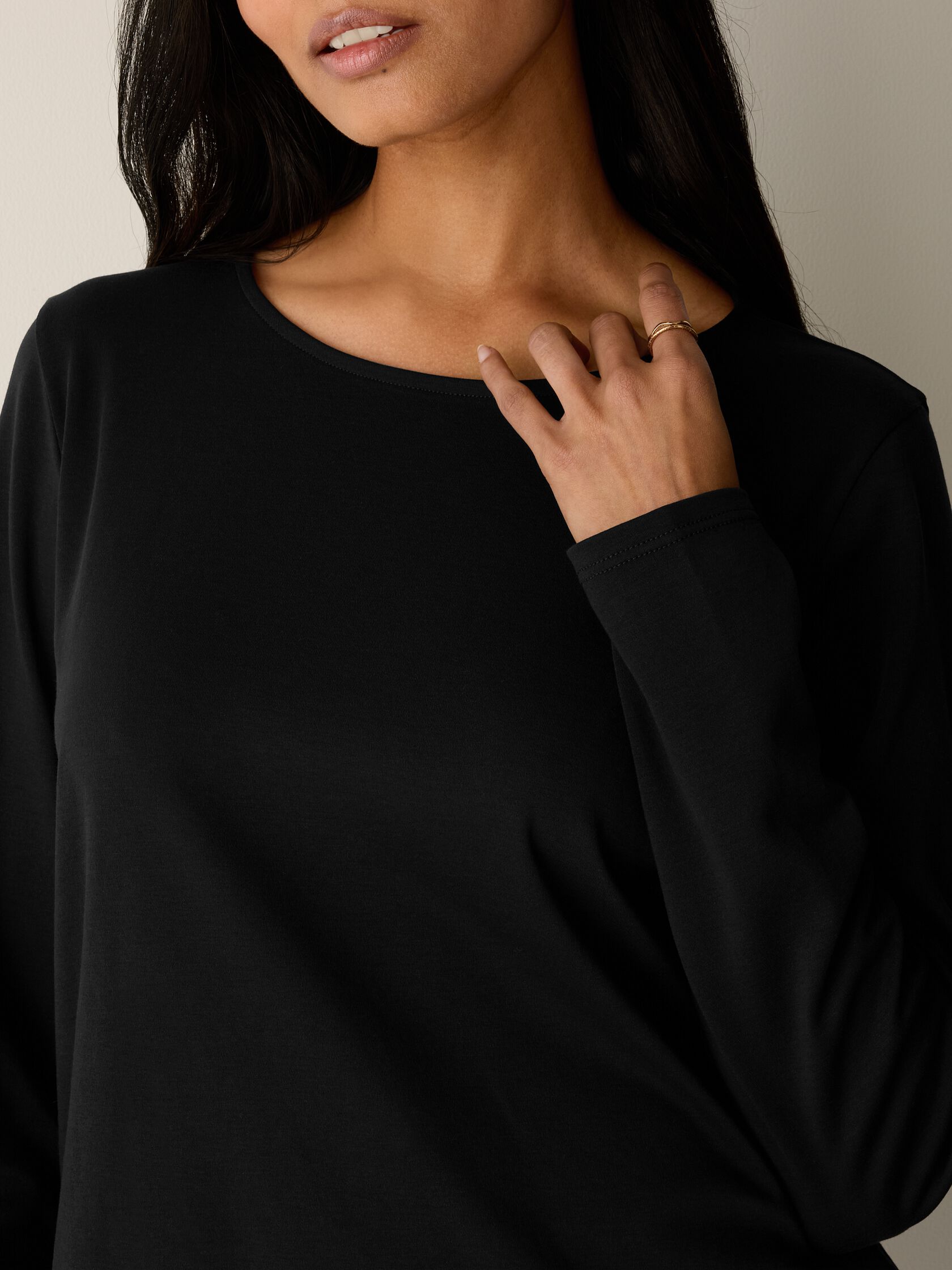 Organic Cotton Interlock Crew Neck Sleep Top