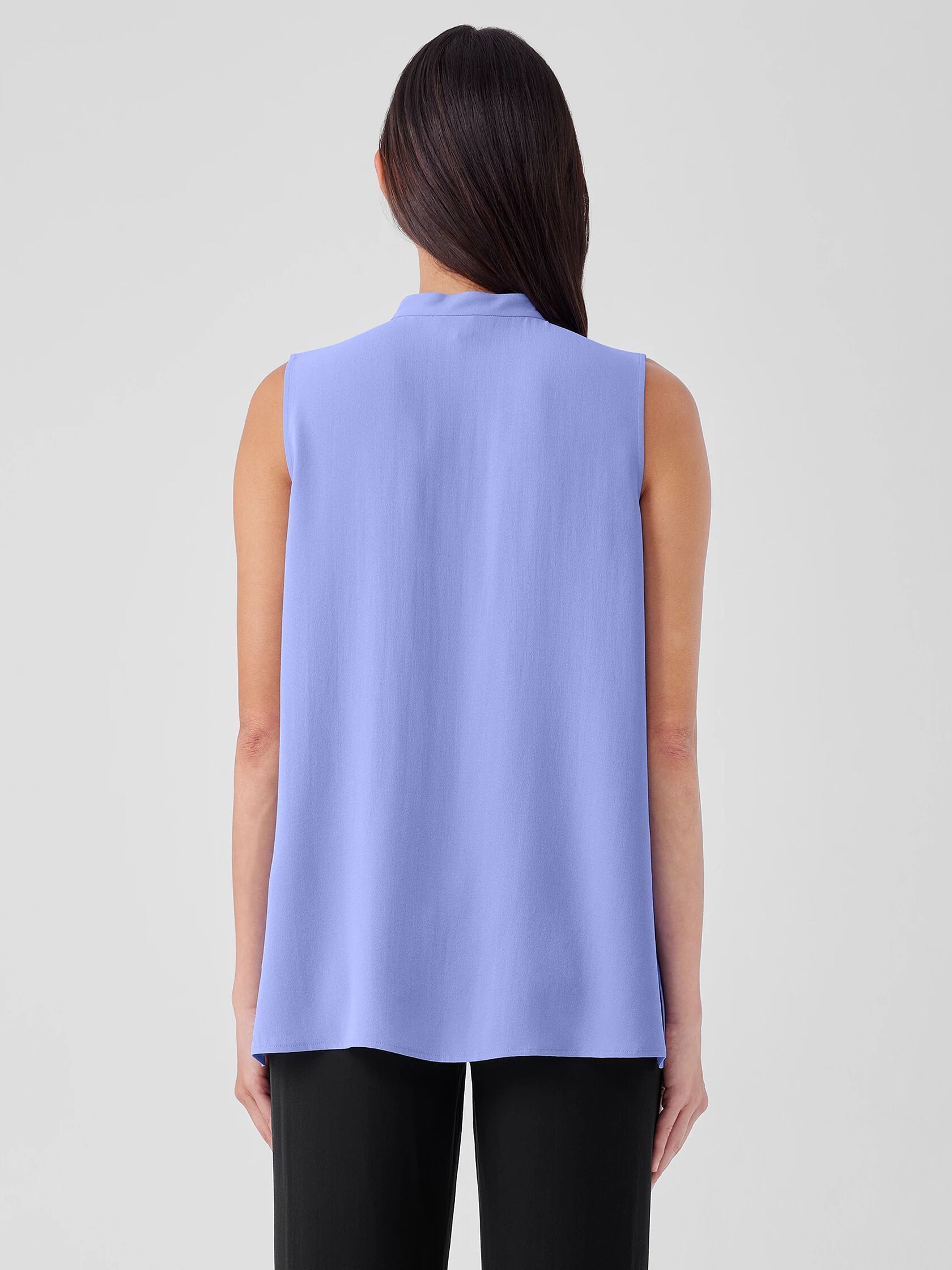 Silk Georgette Crepe Sleeveless Shirt