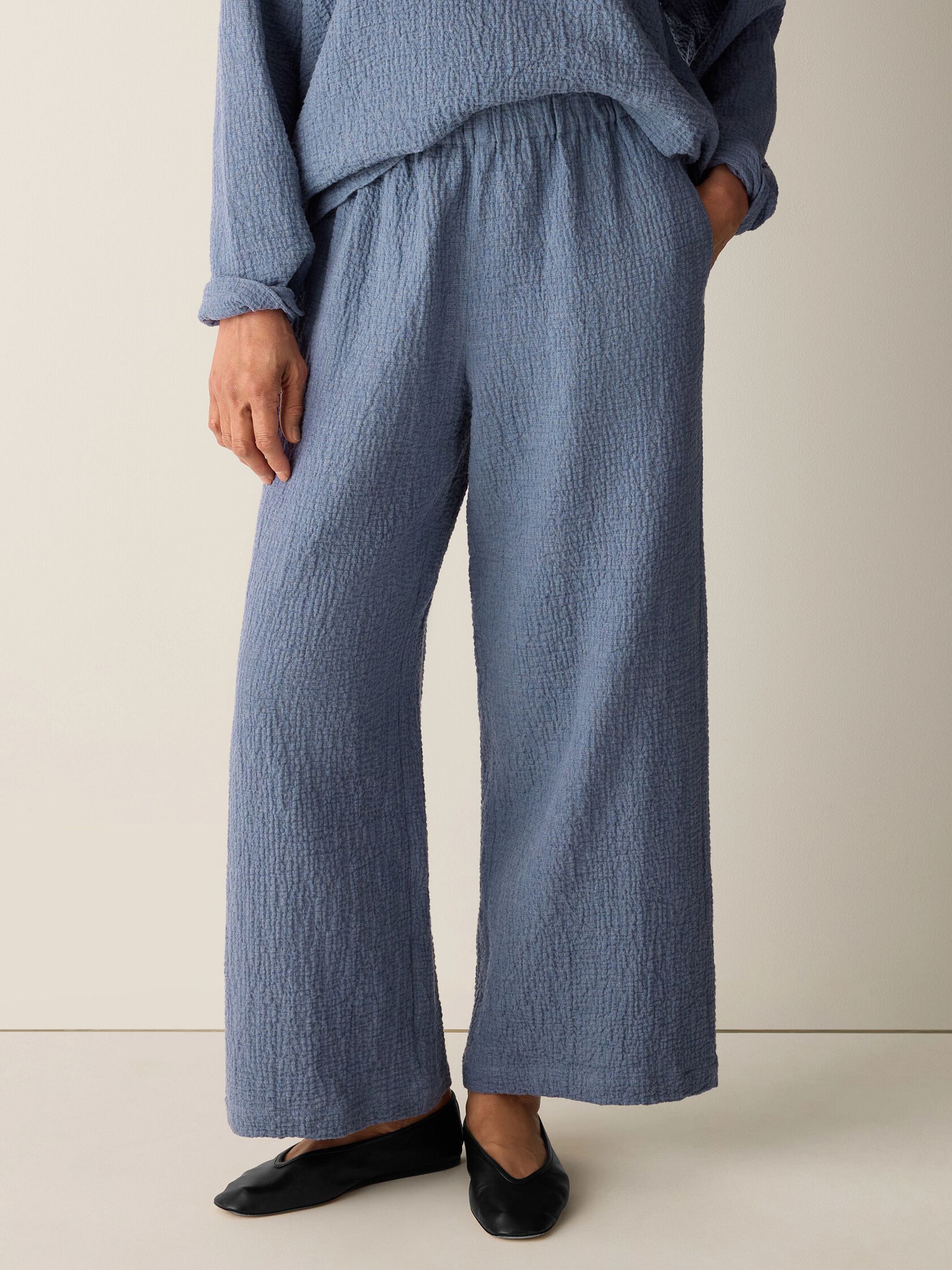 Organic Cotton Doubleweave Wide-Leg Pant