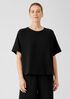 Organic Cotton Slubby Rib Knit Elbow-Sleeve Top