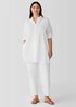 Organic Handkerchief Linen Classic Collar Long Shirt