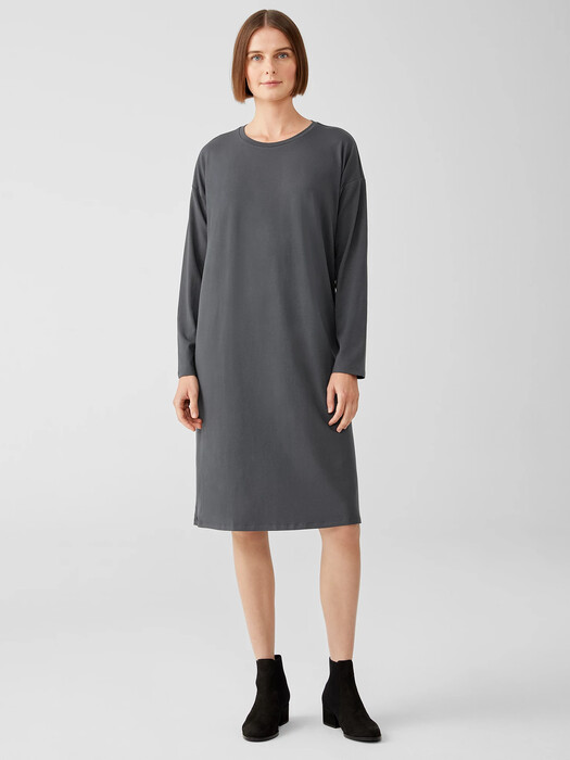 Stretch Jersey Knit Crew Neck Dress