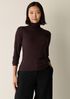 Sheer Cotton Blend Knit Turtleneck Top
