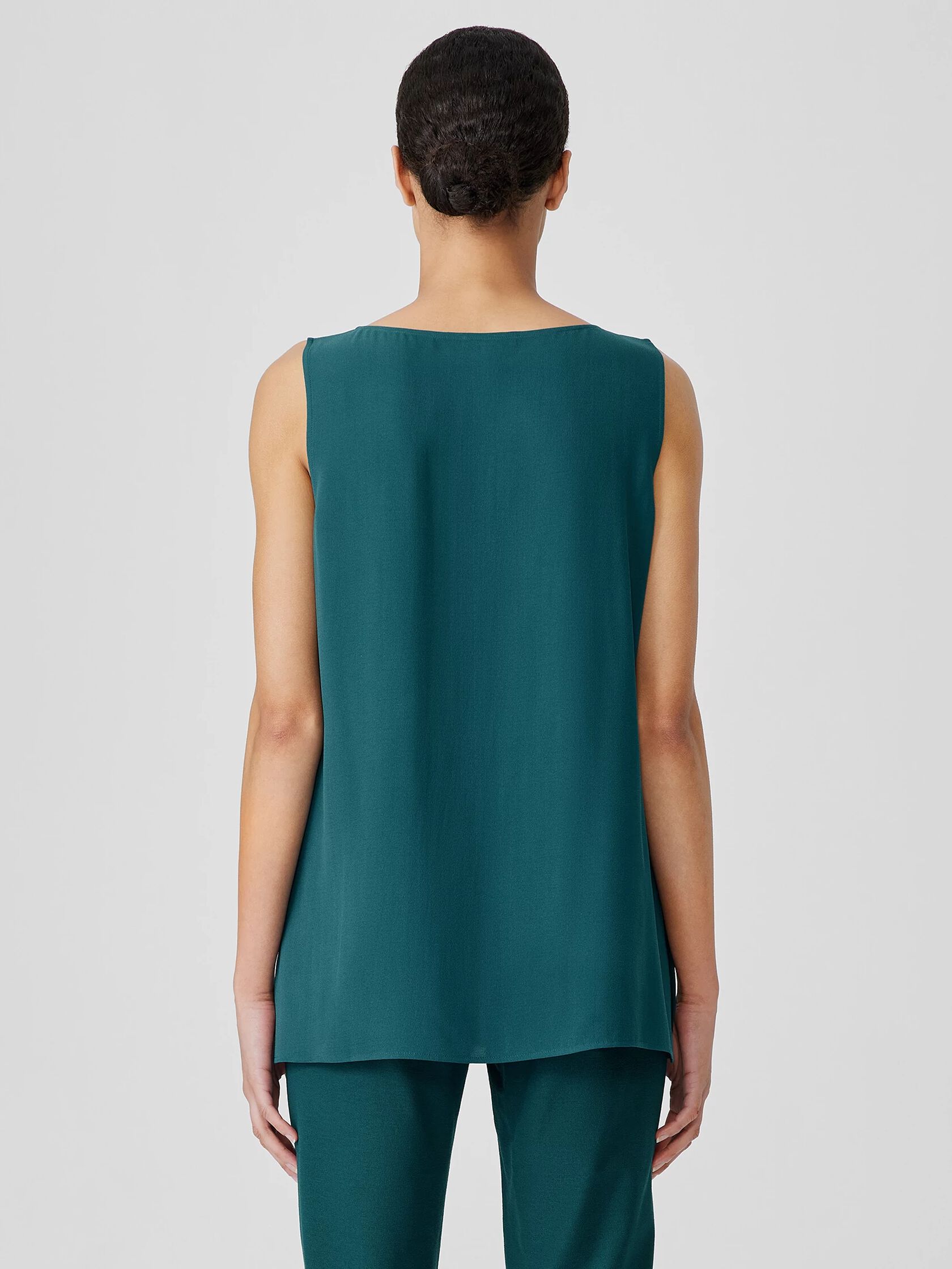 Silk Georgette Crepe&nbsp;Ballet Neck Long Tank