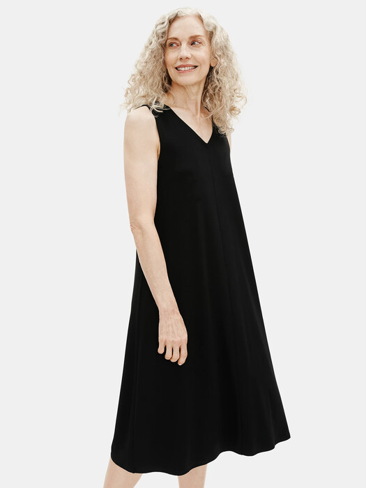 Viscose Jersey V-Neck Flare Dress | EILEEN FISHER Viscose Jersey V-Neck Flare Dress | EILEEN FISHER