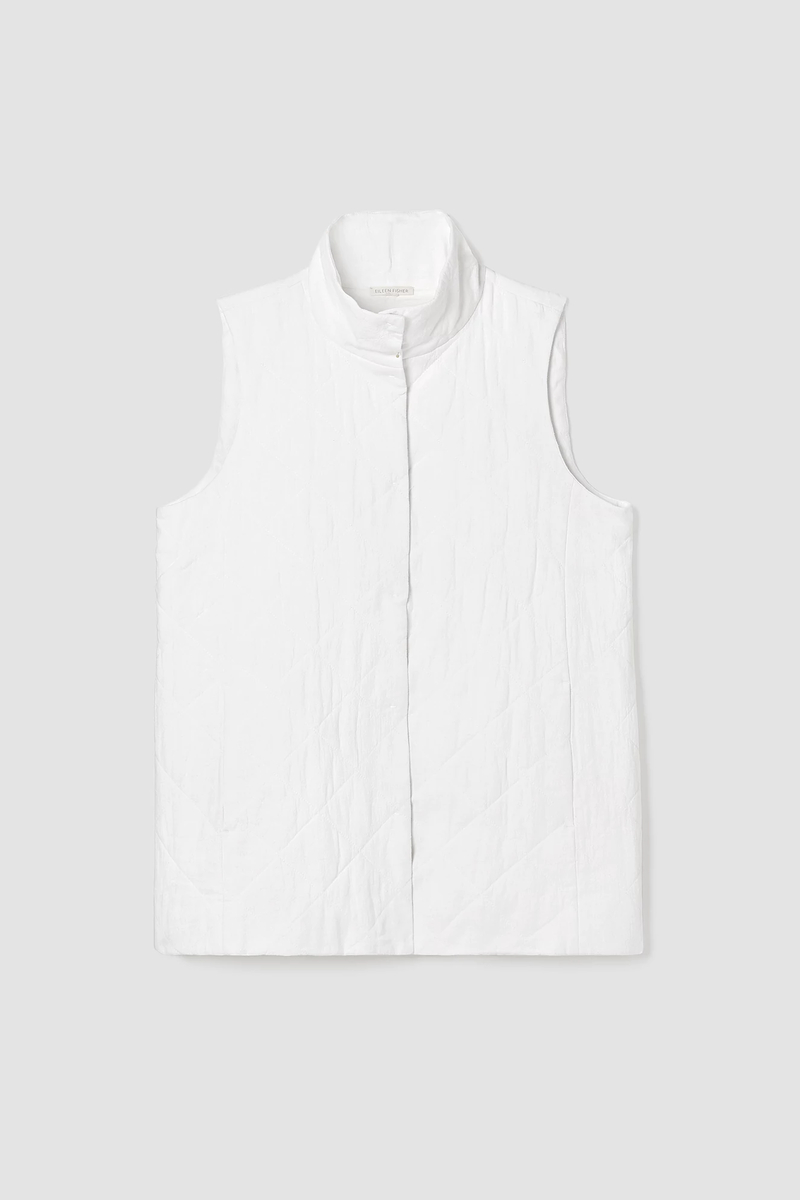 Organic Linen Cotton Crepe Quilted Vest