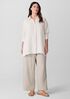 Puckered Organic Linen Stripe Classic Collar Shirt