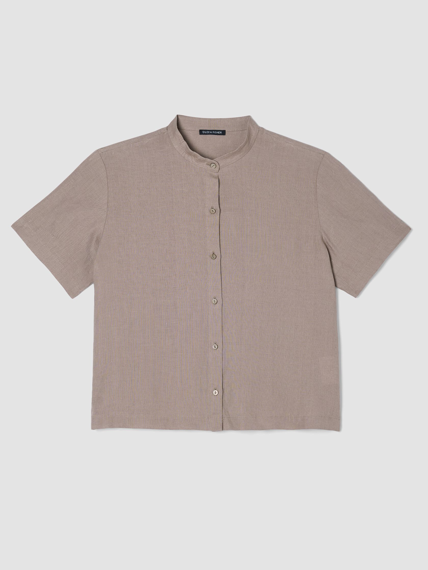 Organic Handkerchief Linen Band Collar Shirt