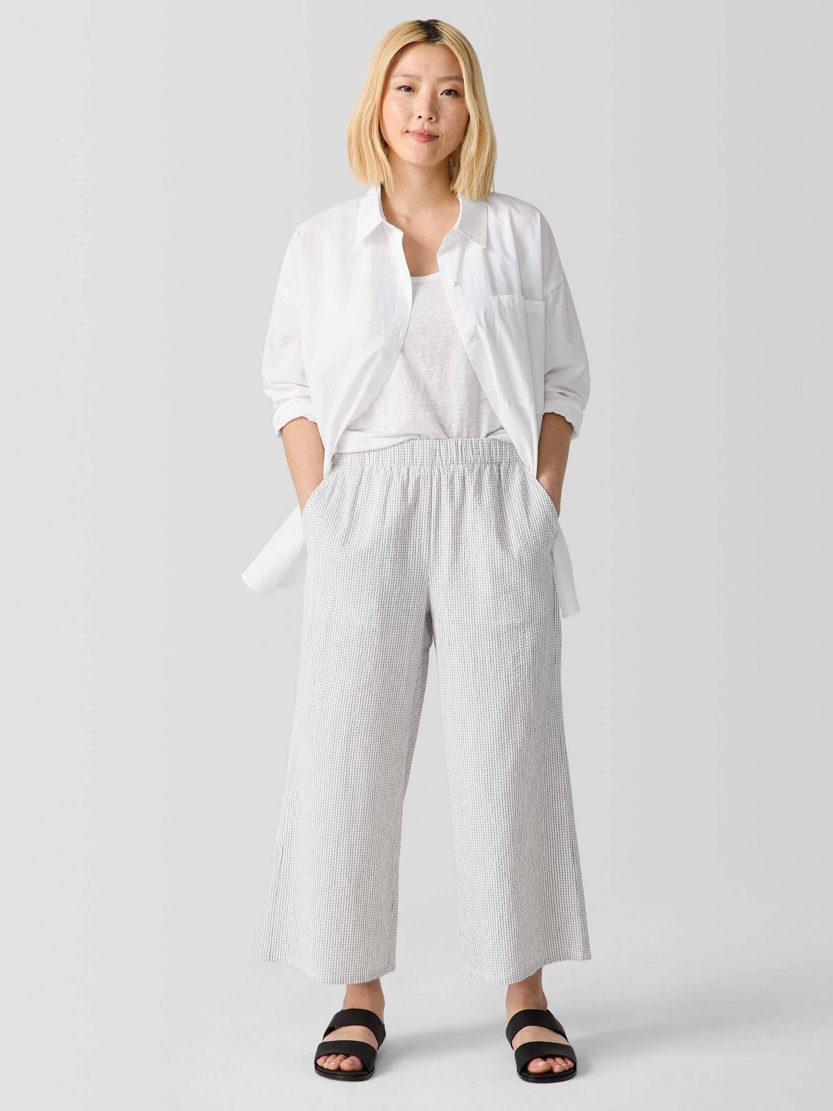 Organic Cotton Ripple Wide-Leg Pant