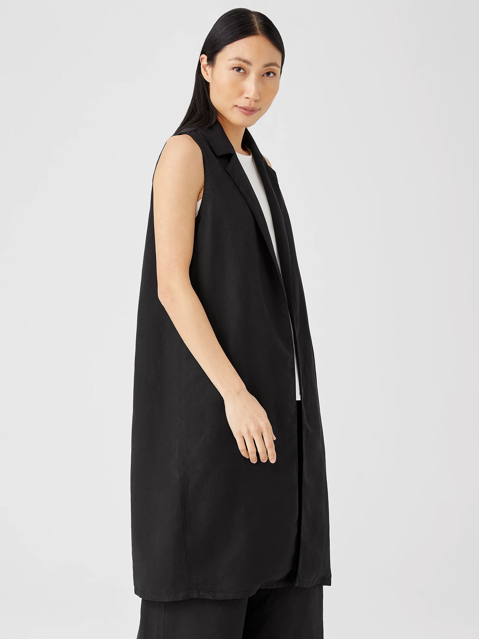 Linen Blend Long Vest
