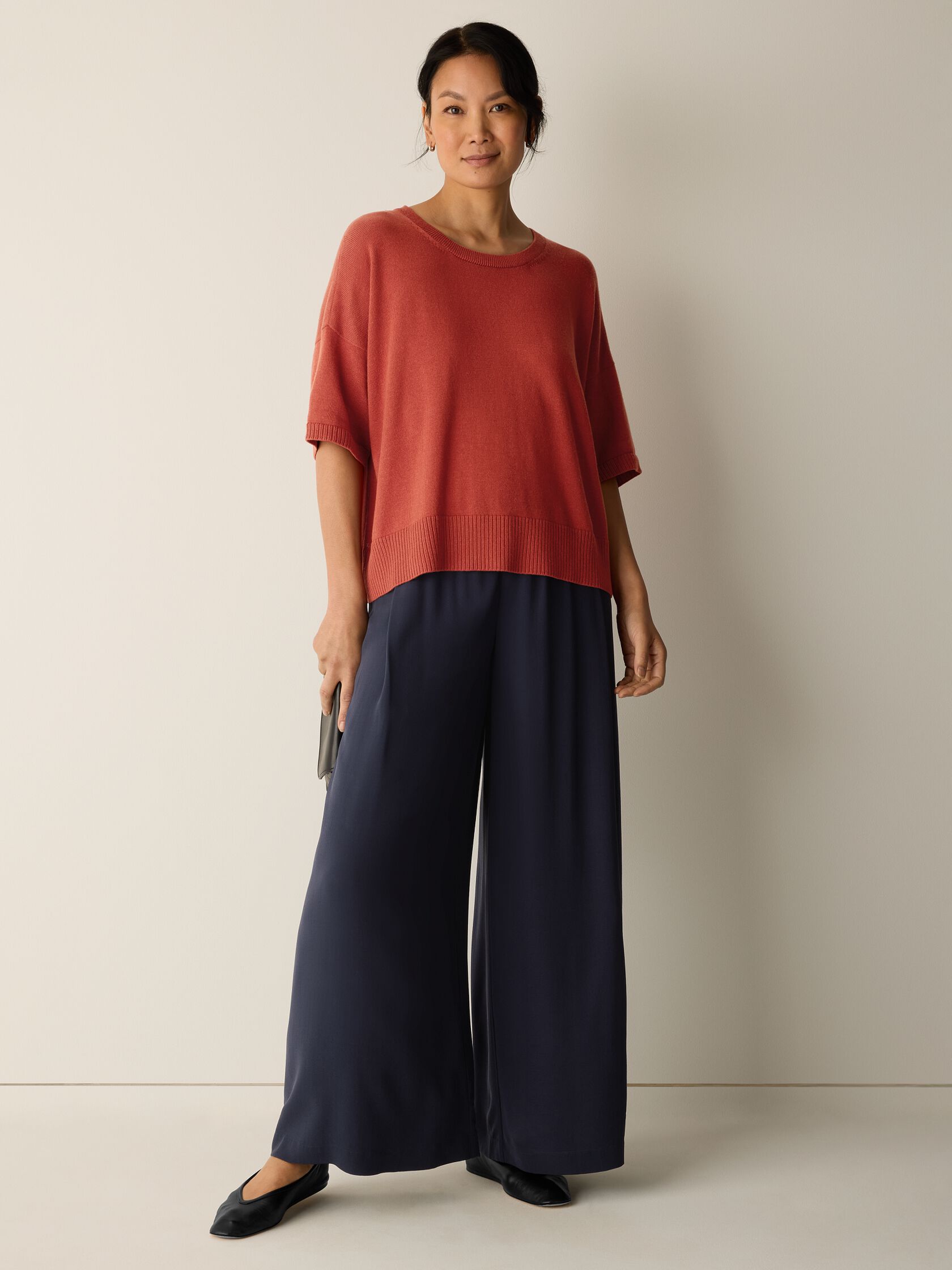 Silk Georgette Crepe Wide-Leg Pant
