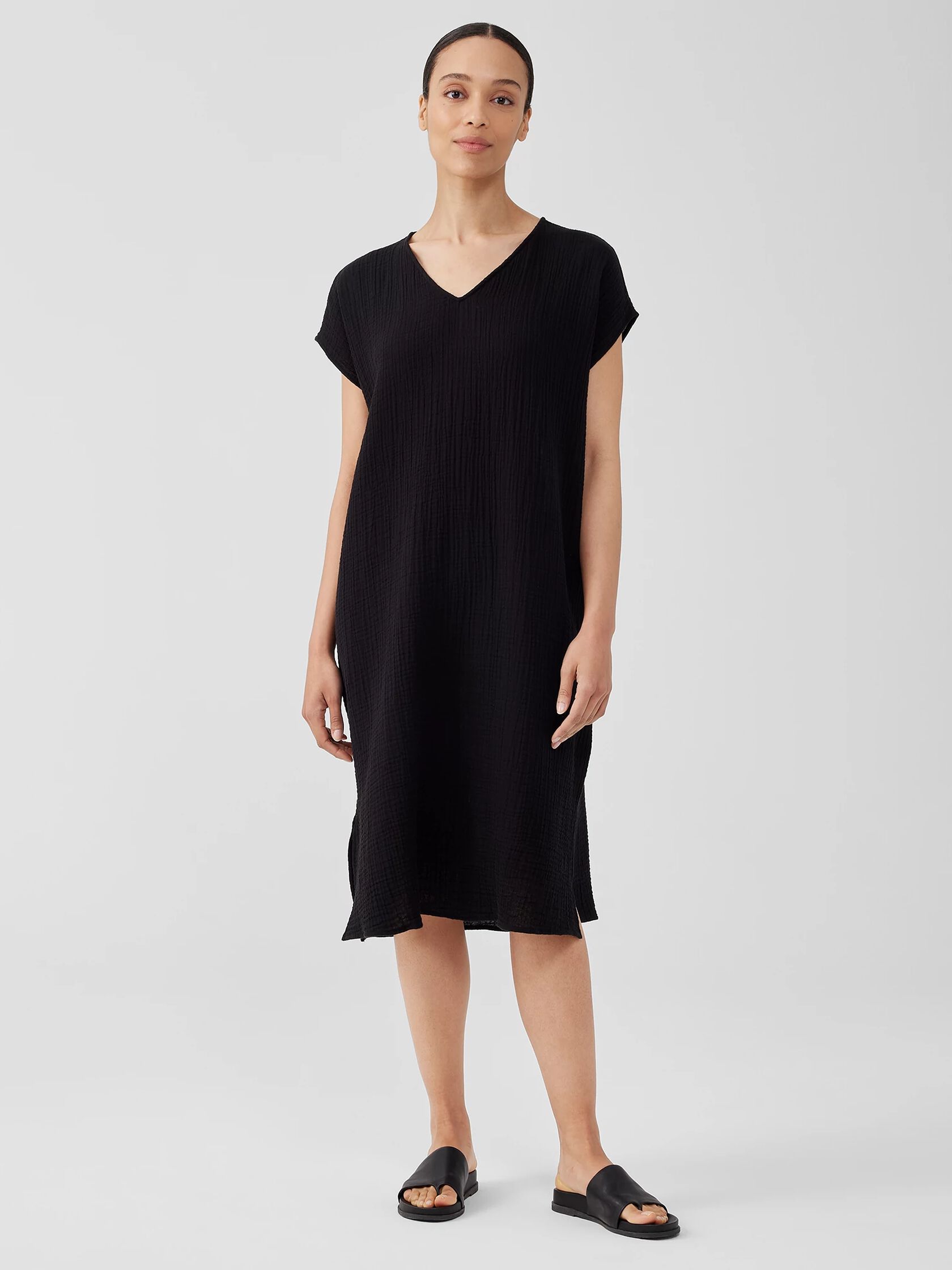 Organic Cotton Gauze V-Neck Dress