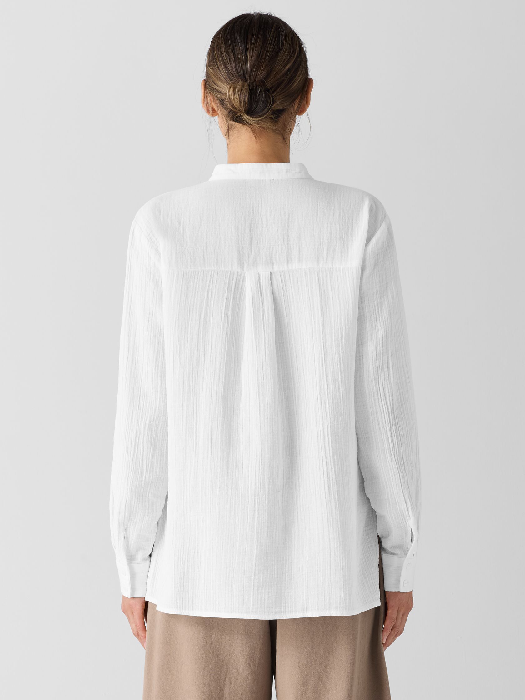 Organic Cotton Ripple Band Collar Shirt