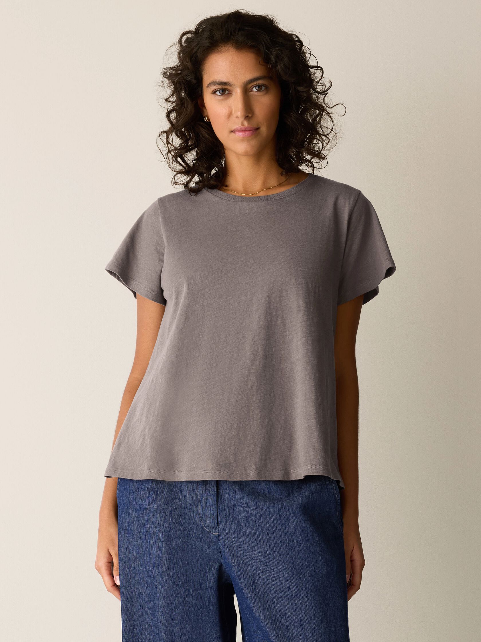 Organic Cotton Slubby Jersey Crew Neck Tee