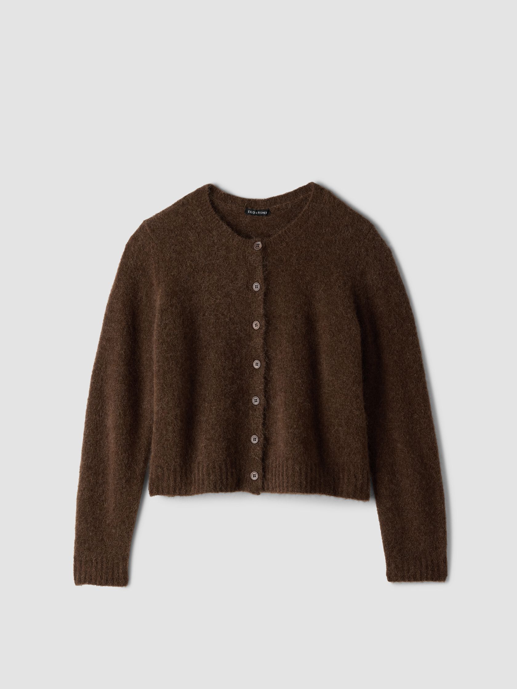 Mohair Plush M&eacute;lange Crew Neck Cardigan