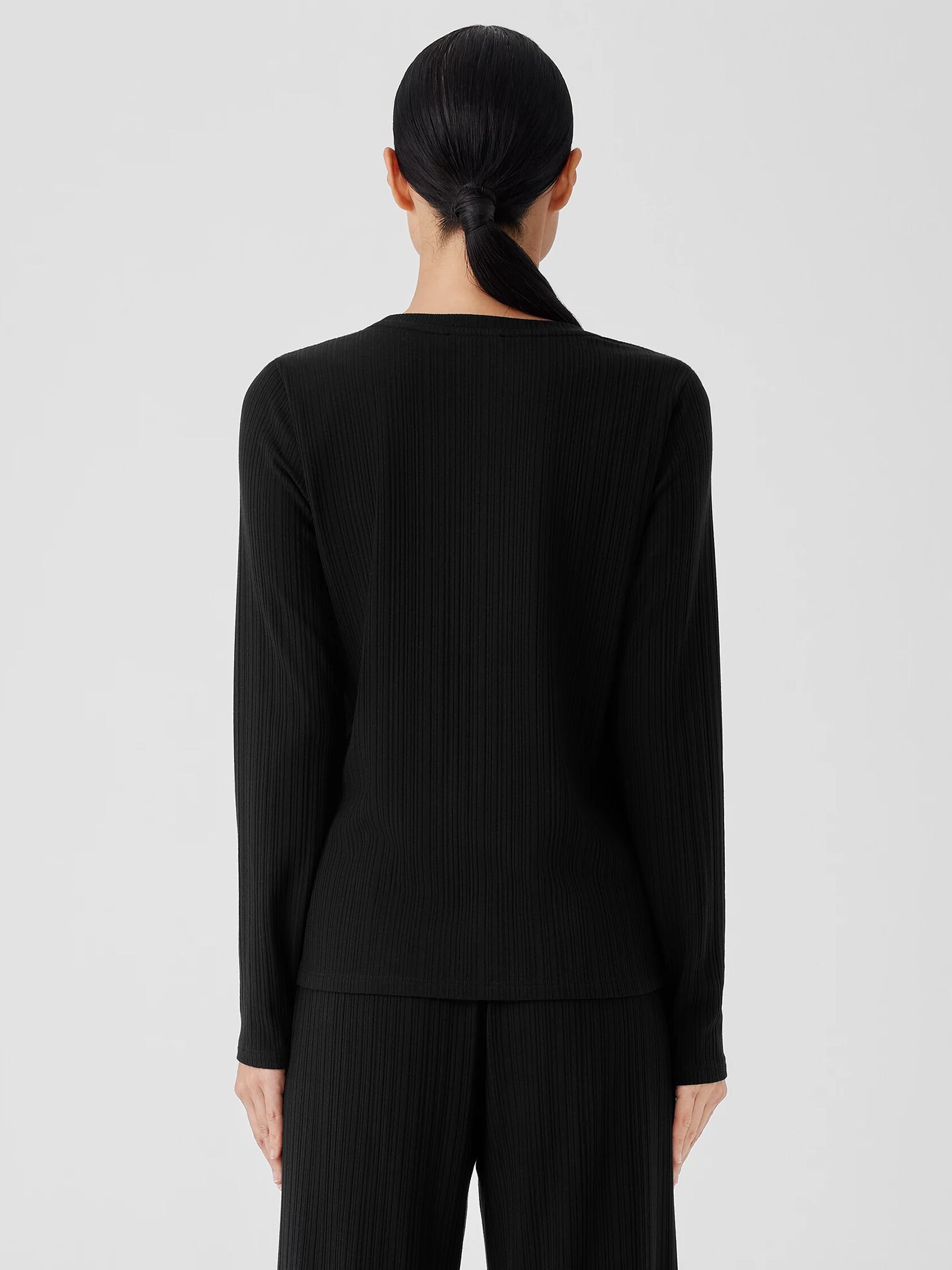 Variegated Rib Knit Crew Neck Top