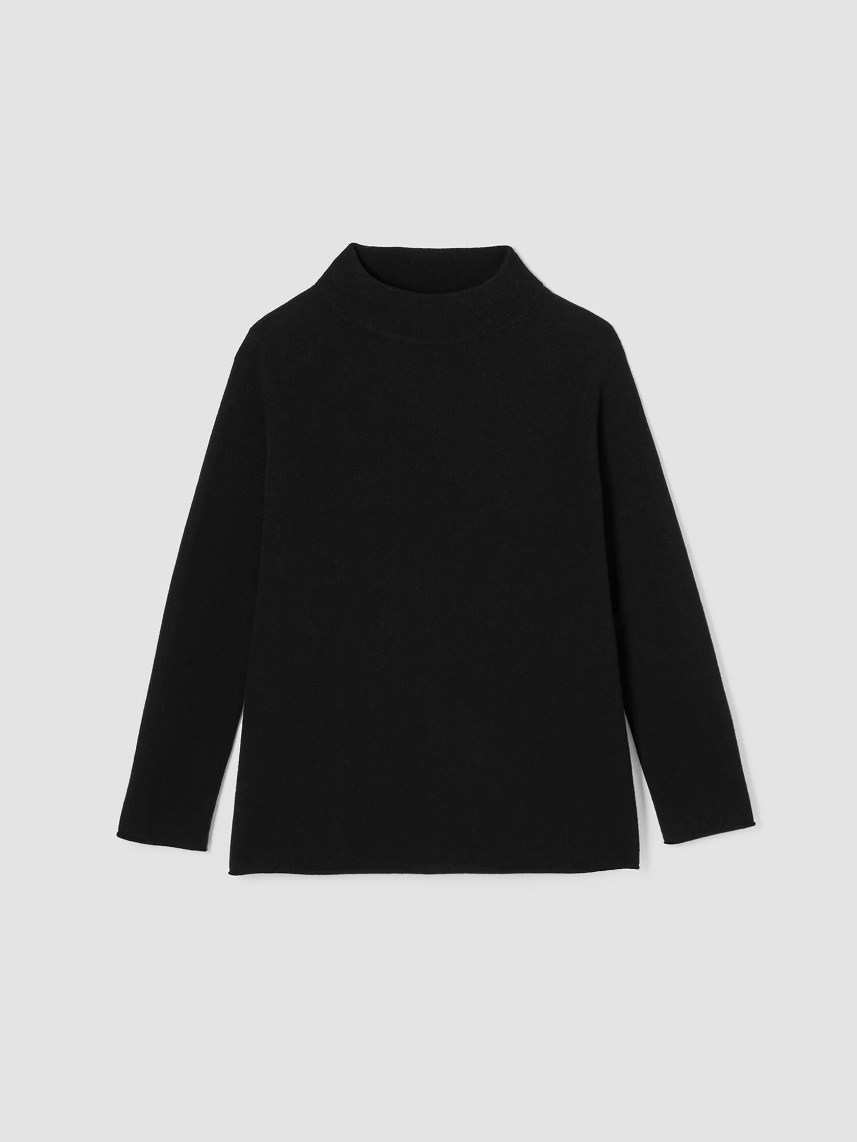 Recycled Cashmere Wool Mock Neck Box-Top